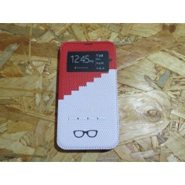 Flip Cover Branca e Vermelha Samsung Galaxy S5 / G900F