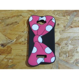 Capa 3D Laço Rosa com Bolas Brancas Alcatel Pop C7 / 7040A