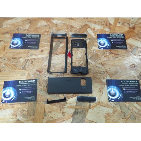 Capa Middle Cover & Frame do LCD C/ Suportes & Tampa de Bateria Preta Nokia X6