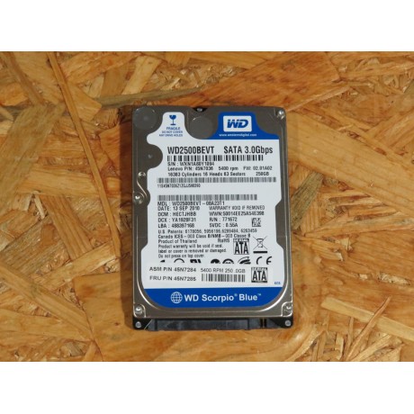 Disco Rigido 250Gb Western Digital WD2500BEVT SATA 2.5 Recondicionado Ref: WD2500BEVT-08A23T1