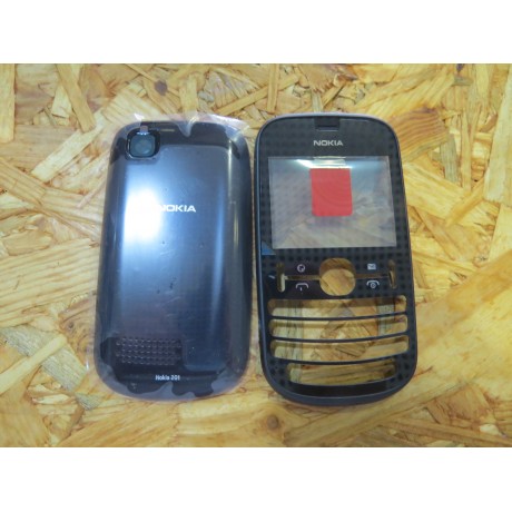 Capa Frontal & Tampa de Bateria Nokia 201 Preto Original Ref: 0259318 / 0259448