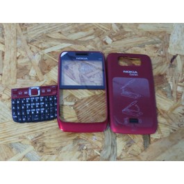 Capa Superior & Teclado & Tampa de Bateria Vermelho Nokia E63 Original