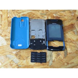 Capa Superior & Slide & Teclado Inferior & Tampa de Bateria Azul Nokia 7100 Original