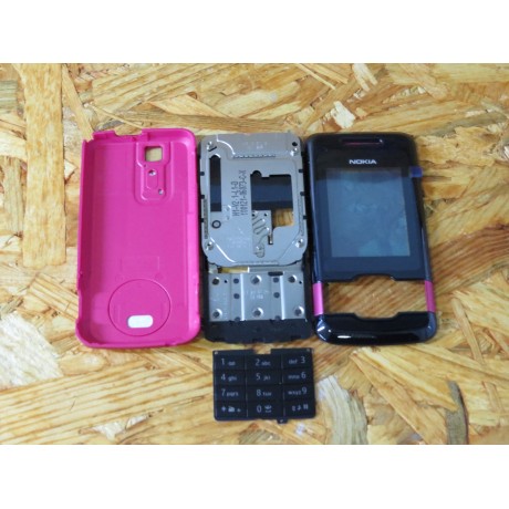 Capa Superior & Slide & Teclado Inferior & Tampa de Bateria Rosa Nokia 7100 Original