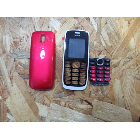 Capa Frontal & Teclado & Tampa de Bateria Vermelha Nokia N112 Original