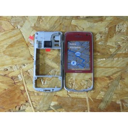 Capa Frontal & Middle Cover & Tampa de Bateria Vermelho Nokia 6210n Original