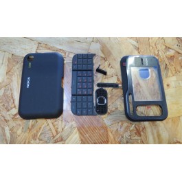 Capa Frontal & Teclado Superior & Teclado Inferior & Tampa de Conector de Dados Preto Nokia 6760s Original