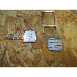 Frame & Teclado & Flex Teclado C/ Slot Sim Cinzento Nokia 7020 Original