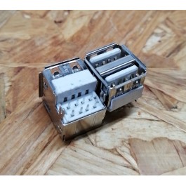 Conector de USB Duplo C/ Ligação em Cima C/ Tamanho A: 15 mm L: 13 mm C:17 mm P:8 Ref: 56