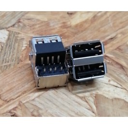 Conector de USB Duplo C/ Ligação em Baixo C/ Tamanho A: 14 mm L: 13 mm C:17 mm P:8 Ref: 98