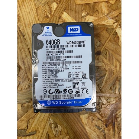 Disco Rigido 640Gb WD SATA 2.5 Recondicionado Ref: WD6400BPVT