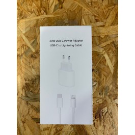 Pack Adaptador de Corrente USB-C de 20W + Cabo USB-C para Lightning 1m