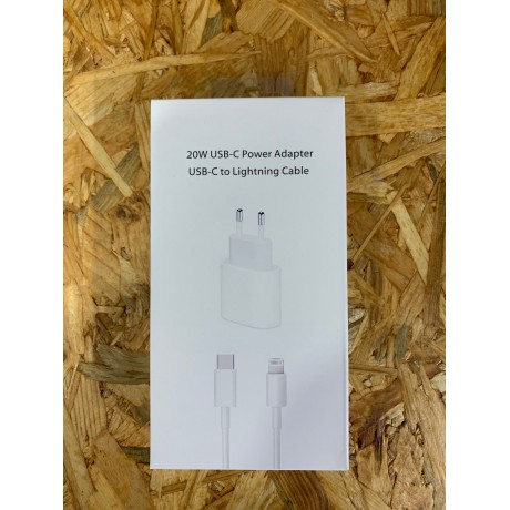 Pack Adaptador de Corrente USB-C de 20W + Cabo USB-C para Lightning 1m