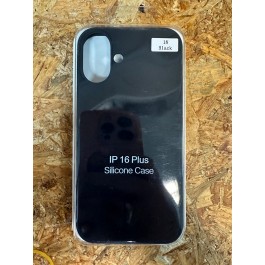 Capa de Silicone Preta iPhone 16 Plus