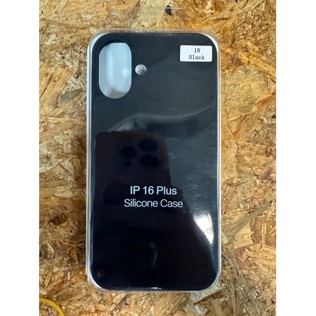 Capa de Silicone Preta iPhone 16 Plus
