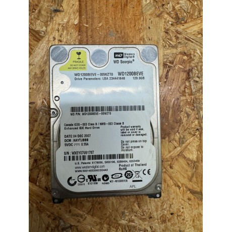 Disco Rigido 120Gb Western Digital IDE 2.5 Recondicionado Ref: WD1200BEVE