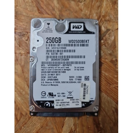 Disco Rigido 250GB WD SATA 2.5 Recondicionado Ref: WD2500BEKT