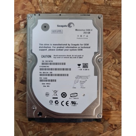 Disco Rigido 250GB Seagate SATA 2.5 Recondicionado Ref: ST9250827AS