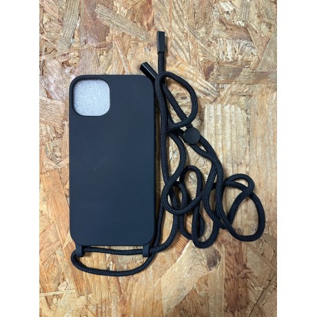 Capa de Silicone Preta C/ Fio iPhone 13