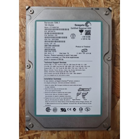 Disco Rigido 160GB Seagate SATA 3.5 Recondicionado Ref: ST3160827AS