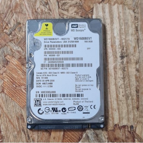 Disco Rigido 160GB WD SATA 2.5 Recondicionado Ref: WD1600EVT-60ZCT0