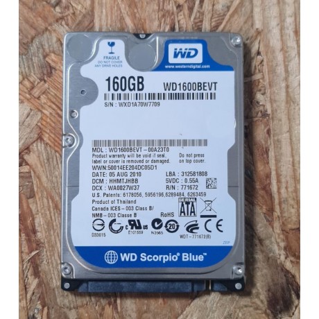 Disco Rigido 160GB WD SATA 2.5 Recondicionado Ref: WD1600BEVT-00A23T0