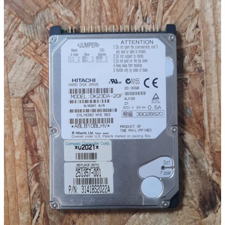 Disco Rigido 20GB Hitachi IDE 2.5 Recondicionado Ref: DK23DA-20F
