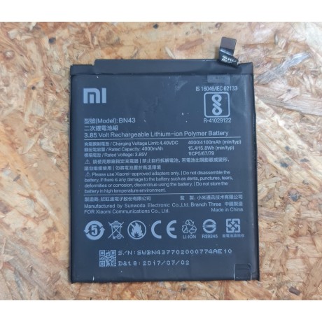 Bateria Xiaomi Redmi Note 4X Recondicionado Ref: BN43