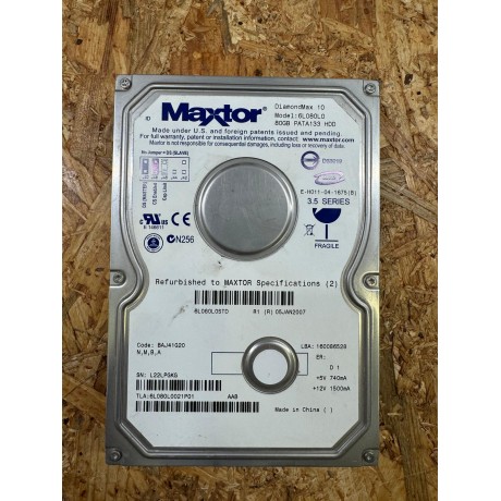 Disco Rigido 80GB Maxtor IDE 3.5 Recondicionado Ref: 6L080L0