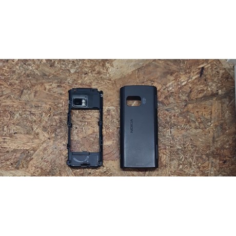 Capa Middle Cover & Frame do LCD C/ Suportes & Tampa de Bateria Preta Nokia X6