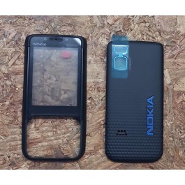 Capa Frontal & Tampa de Bateria Preta / Azul Nokia 5610 Original