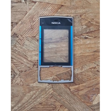 Tampa Frontal Preto & Azul Original Nokia X3-00 Ref: 0254778