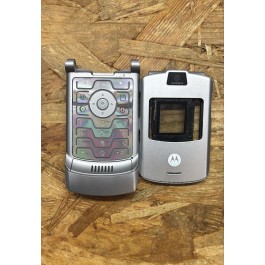 Capa Completa S /Tampa de Bateria Cinza Motorola V3 Original