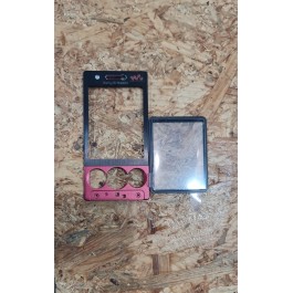 Capa Frontal S/ Teclado Preto/Vermelho Sony Ericsson W715