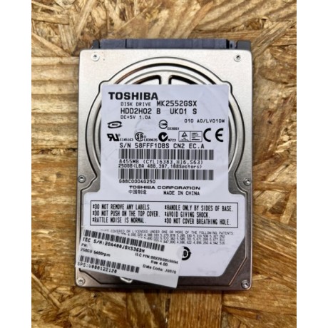 Disco Rigido Toshiba 250GB 2.5" SATA II Recondicionado Ref: MK2552GS