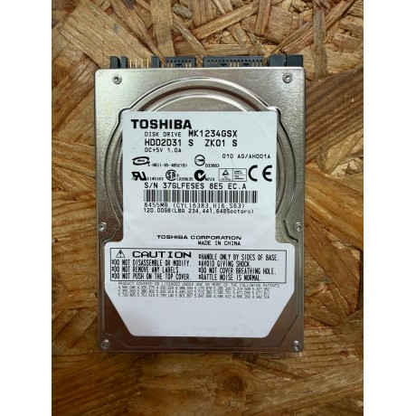Disco Rigido Toshiba 120GB 2.5" SATA Recondicionado Ref: MK1234GSX