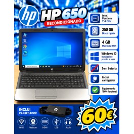 Computador Portátil HP 650 Recondicionado ( NÃO INCLUI BATERIA )